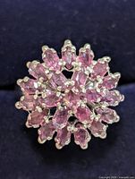 Top view showing cluster of marquise-cut pink garnets