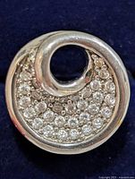 Front view of ring showing pavé cubic zirconia design