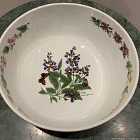 Top view showing interior floral decoration and white porcelain surface