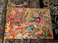 Front view of colorful floral oil painting