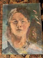 Front view of portrait oil painting on canvas