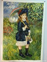 Full view of entire oil painting pinned on wall