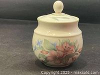 Front view of Royal Doulton Carmel jar with lid