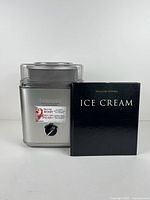 Ice-cream maker and cookbook front view