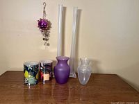 Group shot showing all vases, candles, ornament