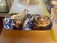 tray, creamer and covered sugar bowl arranged together