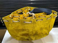 Front view of yellow Work Gear canvas tote showing overall appearance