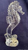 Full view of Waterford clear crystal seahorse figurine standing upright