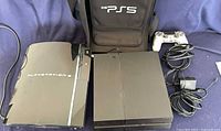 PS3, PS4, controller, PS5 bag and cables overview