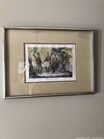 Full view of framed engraving on wall