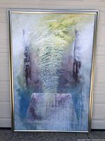 Front view of framed painting outdoors