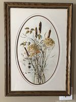 Full view of framed watercolor