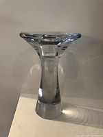 Front view of clear glass candle holder