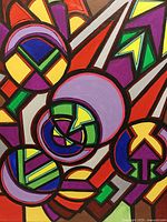 Front view of abstract oil painting showing full composition