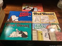Front covers of all five Fred Basset books