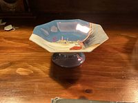 Oblique view showing octagonal bowl and pedestal form