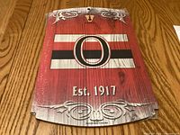 Front of Ottawa Senators wall plaque showing design and graphics