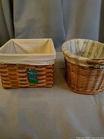 Both wicker baskets side by side showing shapes and liners