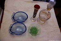 Full lot showing all six colored glass pieces