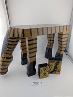 Zebra plant stand with two cloisonné holders