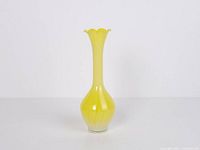Full view of yellow blown glass vase