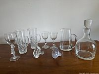 All ten glassware pieces arranged on table