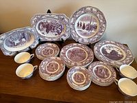 Overview of 40-piece Colonial Times dinnerware set on table