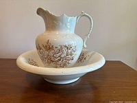 Pitcher seated in basin showing overall appearance and pattern