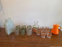 Full lot overview showing all pitchers and glasses