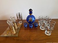 All glassware grouped on table