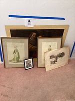 Group shot of all five art pieces showing sizes and framing