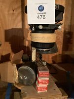 Full view of tabletop camera rig with large lens, boxed magnifiers and spherical lens
