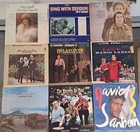 Nine LP covers including Ray Conniff, Pete Seeger, David Sanborn sealed copy