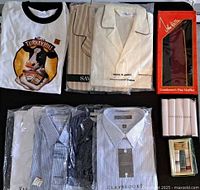Overview of all ten packaged clothing items