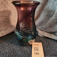 Full view of glass vase showing shape and color pattern