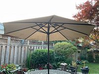 Umbrella open showing full canopy and ribs