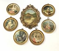 All six framed silk lithographs arranged