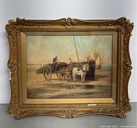 Full view of framed painting showing subject and frame style