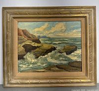 Full view of framed oil painting