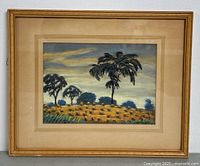 Frontal view of framed pastel painting