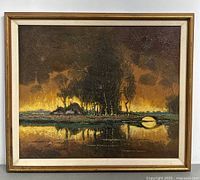 Front view of framed oil painting