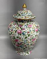 Full view of porcelain ginger jar with lid