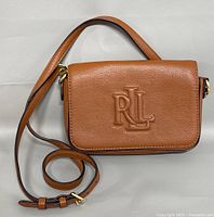 Front view showing RL logo and leather texture