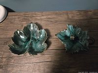 Both glazed leaf dishes top view