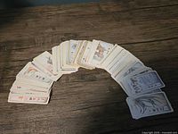 Spread of Chinese numerology cards fanned on table