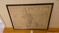 Full view of framed Abington Township map showing entire frame and print