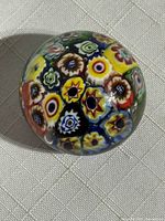 Top view showing multicoloured millefiori pattern