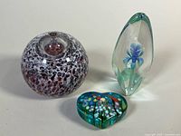 Group shot of all three art glass pieces