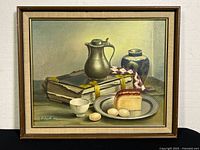 Full view of framed still life painting