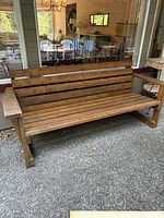Front view of solid wood bench